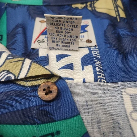 Reyn Spooner Sports Blue Shirt Size XXL University of Norte Dame Football Irish - Picture 15 of 16